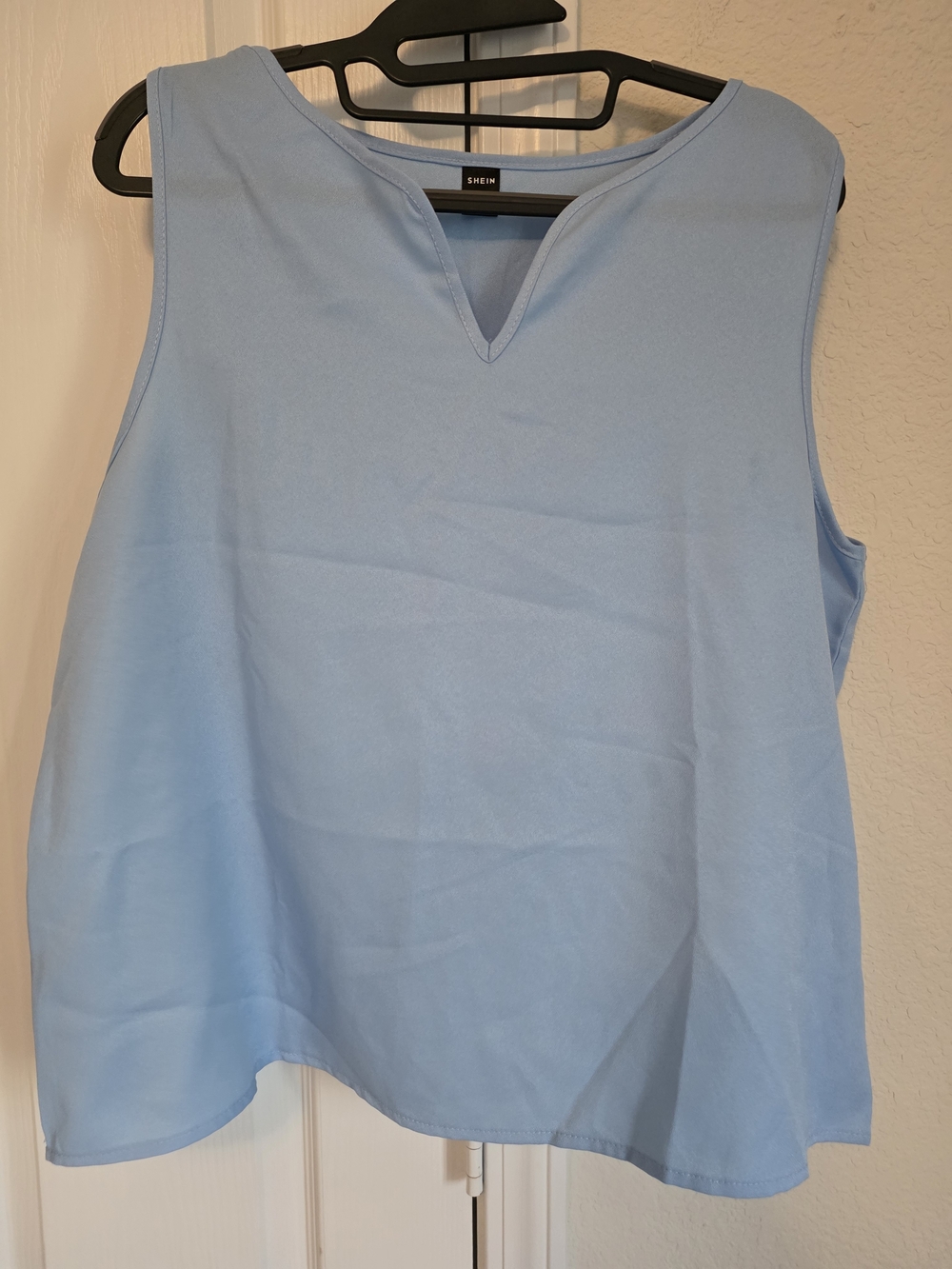 SHEIN Light Blue V-Notch Sleeveless Tank Top
